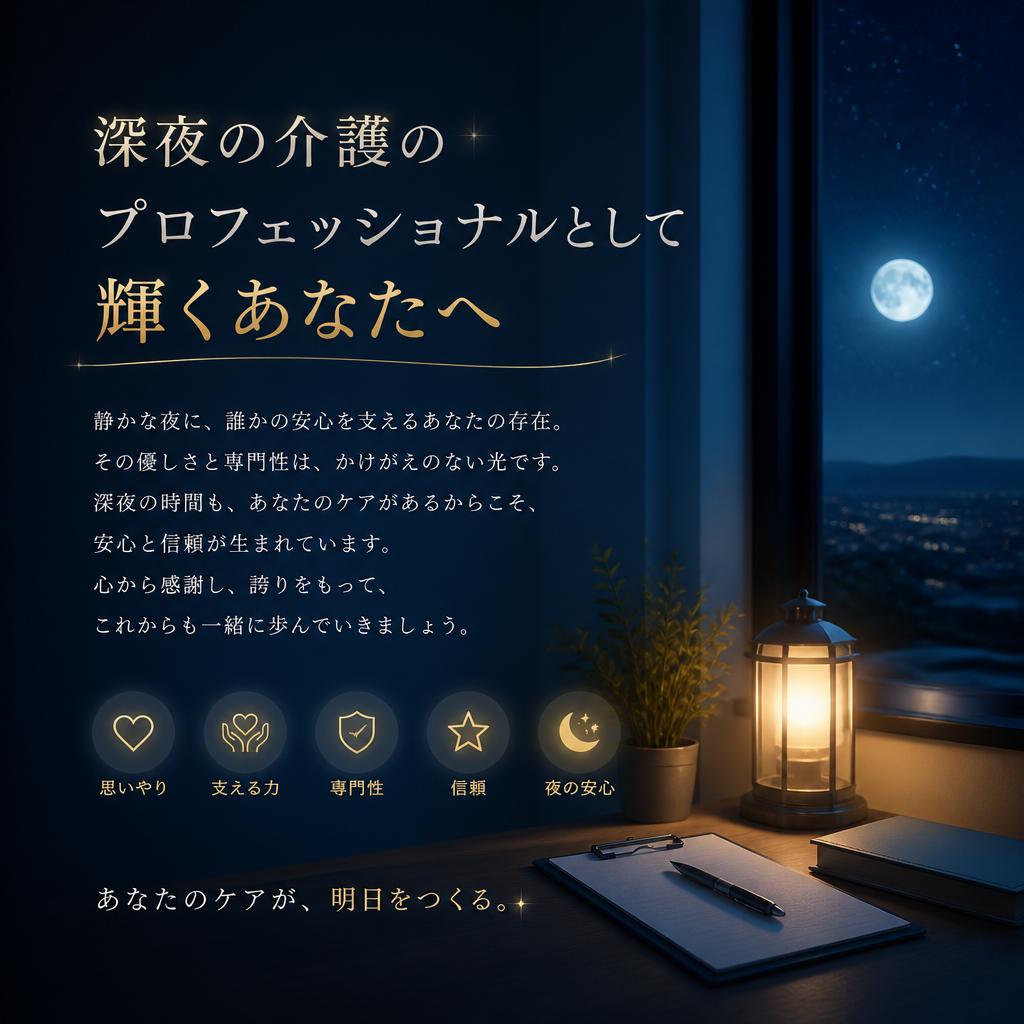 深夜の介護のプロフェッショナルとして輝くあなたへ