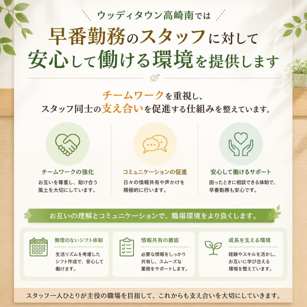 充実した早番のサポート体制